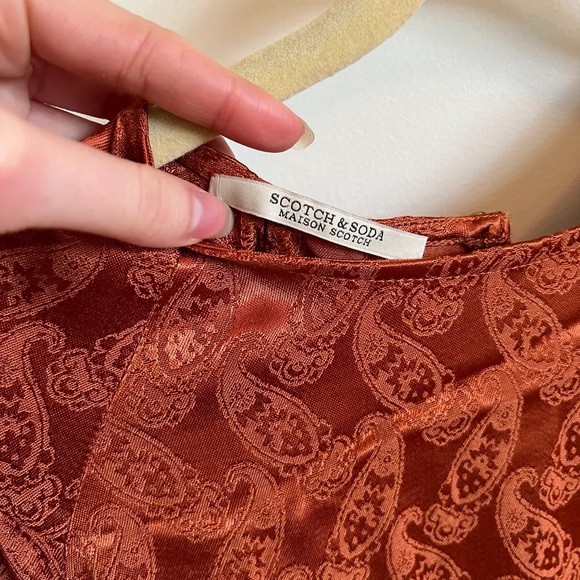 Scotch & Soda Orange 🍊 Satin Finish Dress - Robe fini satin de scotch & soda - Picture 4 of 12